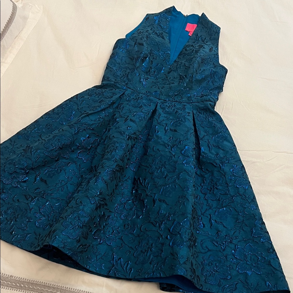 Lilly Pulitzer Blue brocade Dress Size 2